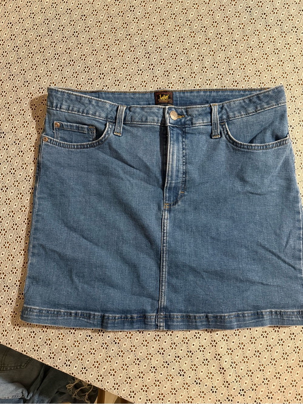 Lee Light Blue Denim Mini Skirt with Front Seam